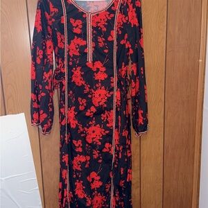 Elegant Red Floral Dress
